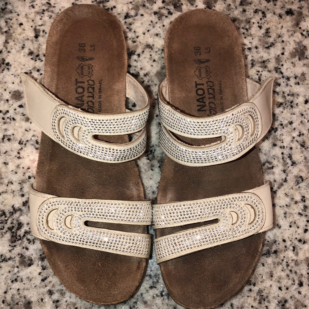 Naot Ava Metatarsal Sandals in Beige